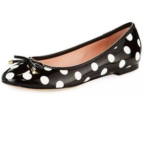 YDN Polka Dot Round Toe Ballets Slip-on Flat Bow